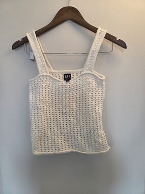 GAP Cream Crochet Square-Neck Crop Tank 100% Cotton